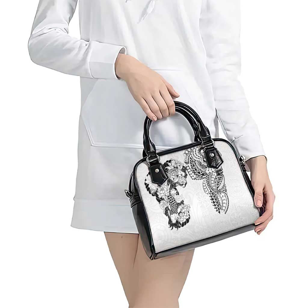 Japanese Irezumi and Hawaiian Polynesian Art Tattoo Shoulder Handbag White Color - Polynesian Pride