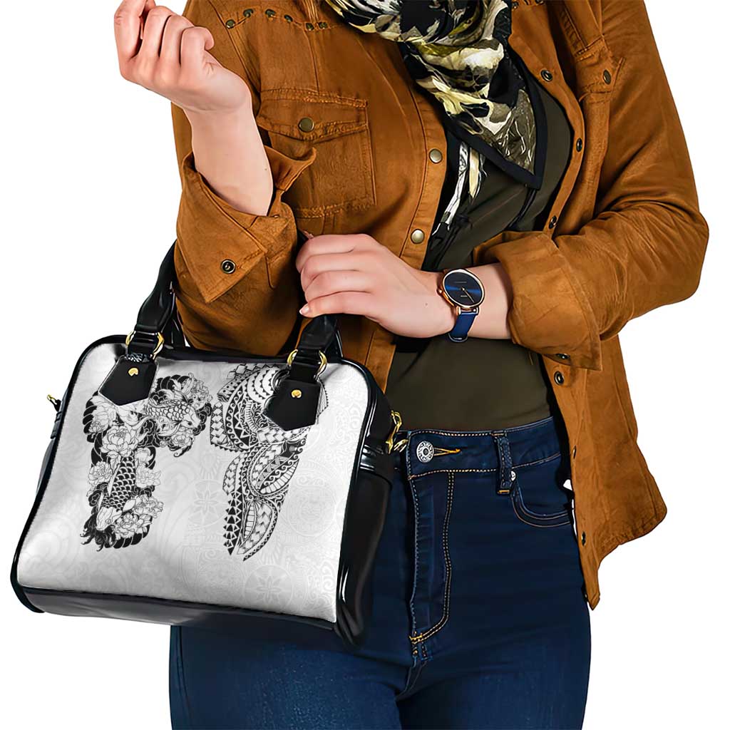 Japanese Irezumi and Hawaiian Polynesian Art Tattoo Shoulder Handbag White Color - Polynesian Pride