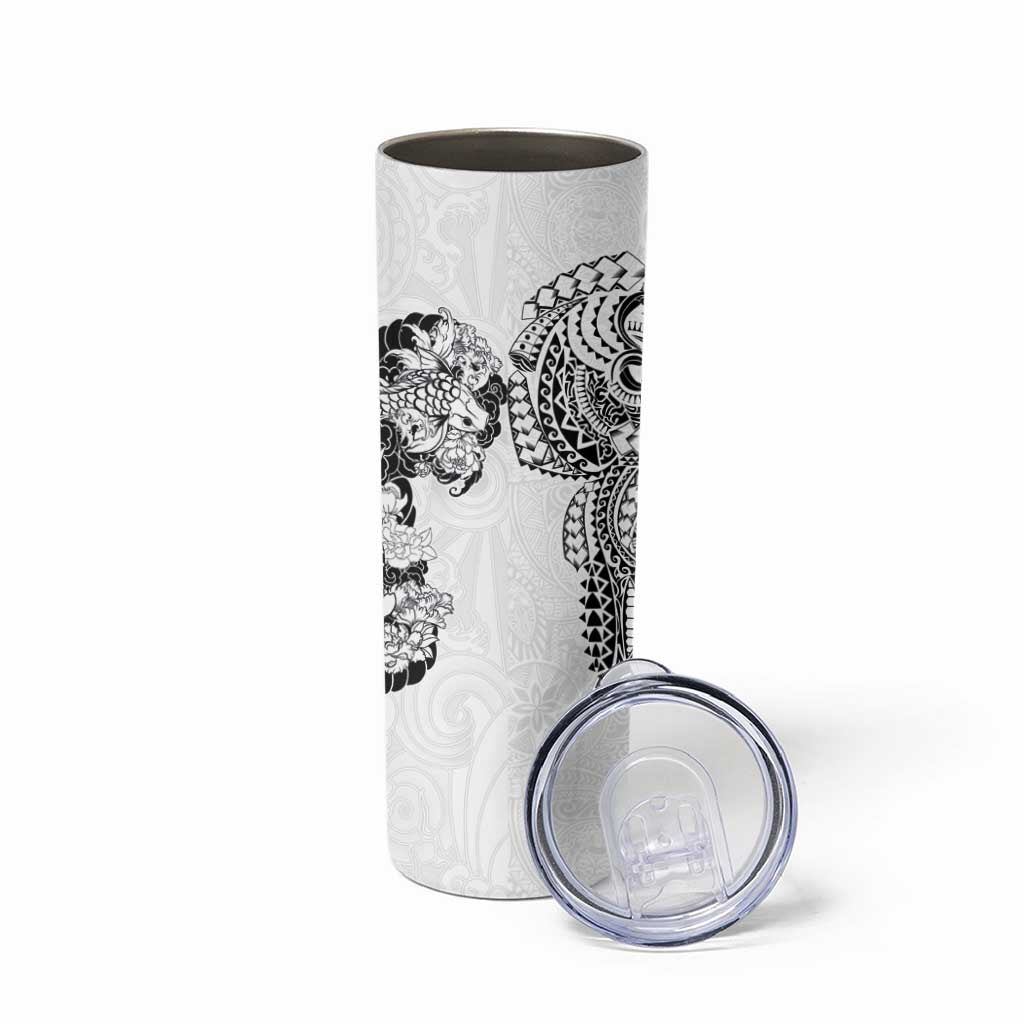 Japanese Irezumi and Hawaiian Polynesian Art Tattoo Skinny Tumbler White Color - Polynesian Pride