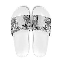 Japanese Irezumi and Hawaiian Polynesian Art Tattoo Slide Sandals White Color - Polynesian Pride
