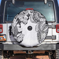Japanese Irezumi and Hawaiian Polynesian Art Tattoo Spare Tire Cover White Color - Polynesian Pride