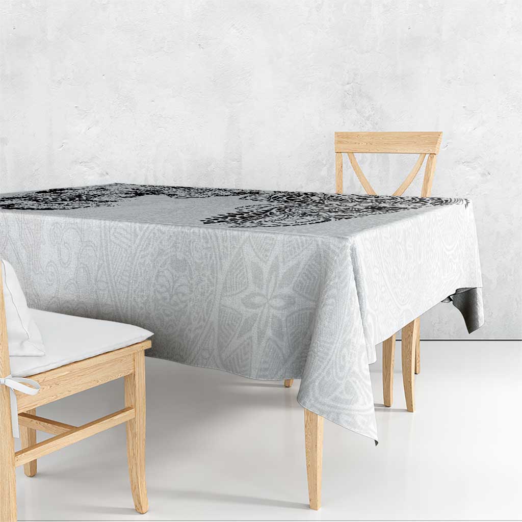 Japanese Irezumi and Hawaiian Polynesian Art Tattoo Tablecloth White Color - Polynesian Pride