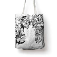 Japanese Irezumi and Hawaiian Polynesian Art Tattoo Tote Bag White Color - Polynesian Pride