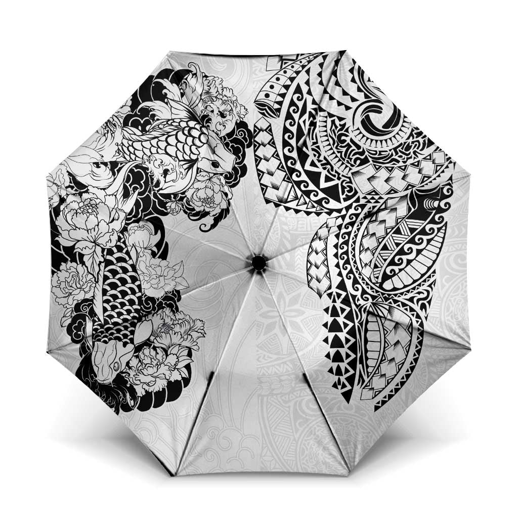 Japanese Irezumi and Hawaiian Polynesian Art Tattoo Umbrella White Color - Polynesian Pride
