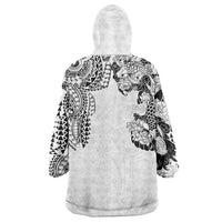 Japanese Irezumi and Hawaiian Polynesian Art Tattoo Wearable Blanket Hoodie White Color - Polynesian Pride