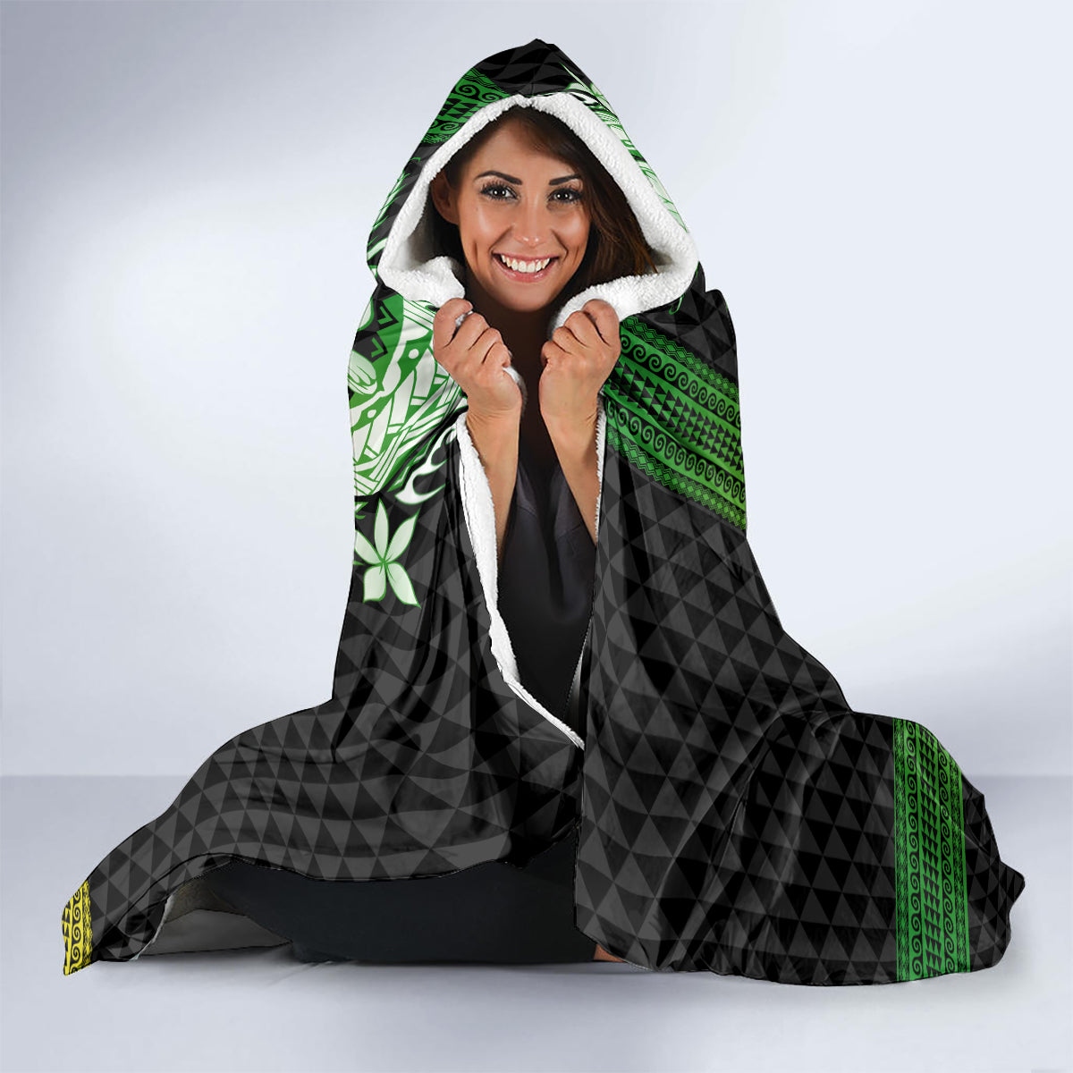 Hawaii Kaimuki High School Hooded Blanket Tribal Kakau Pattern Mix Hibiscus Flower LT03 - Polynesian Pride
