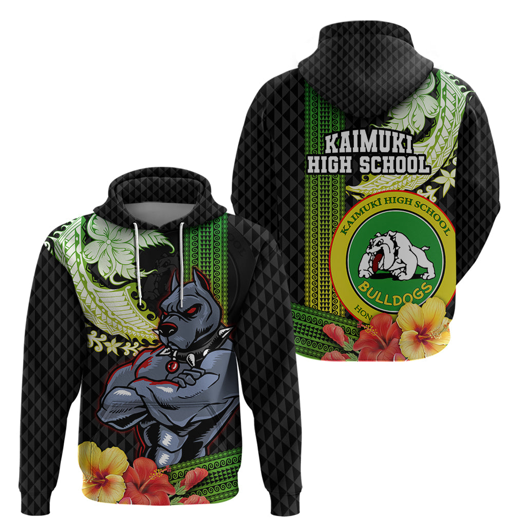 Hawaii Kaimuki High School Hoodie Tribal Kakau Pattern Mix Hibiscus Flower LT03 - Polynesian Pride