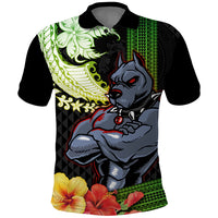 Hawaii Kaimuki High School Polo Shirt Tribal Kakau Pattern Mix Hibiscus Flower LT03 Black - Polynesian Pride