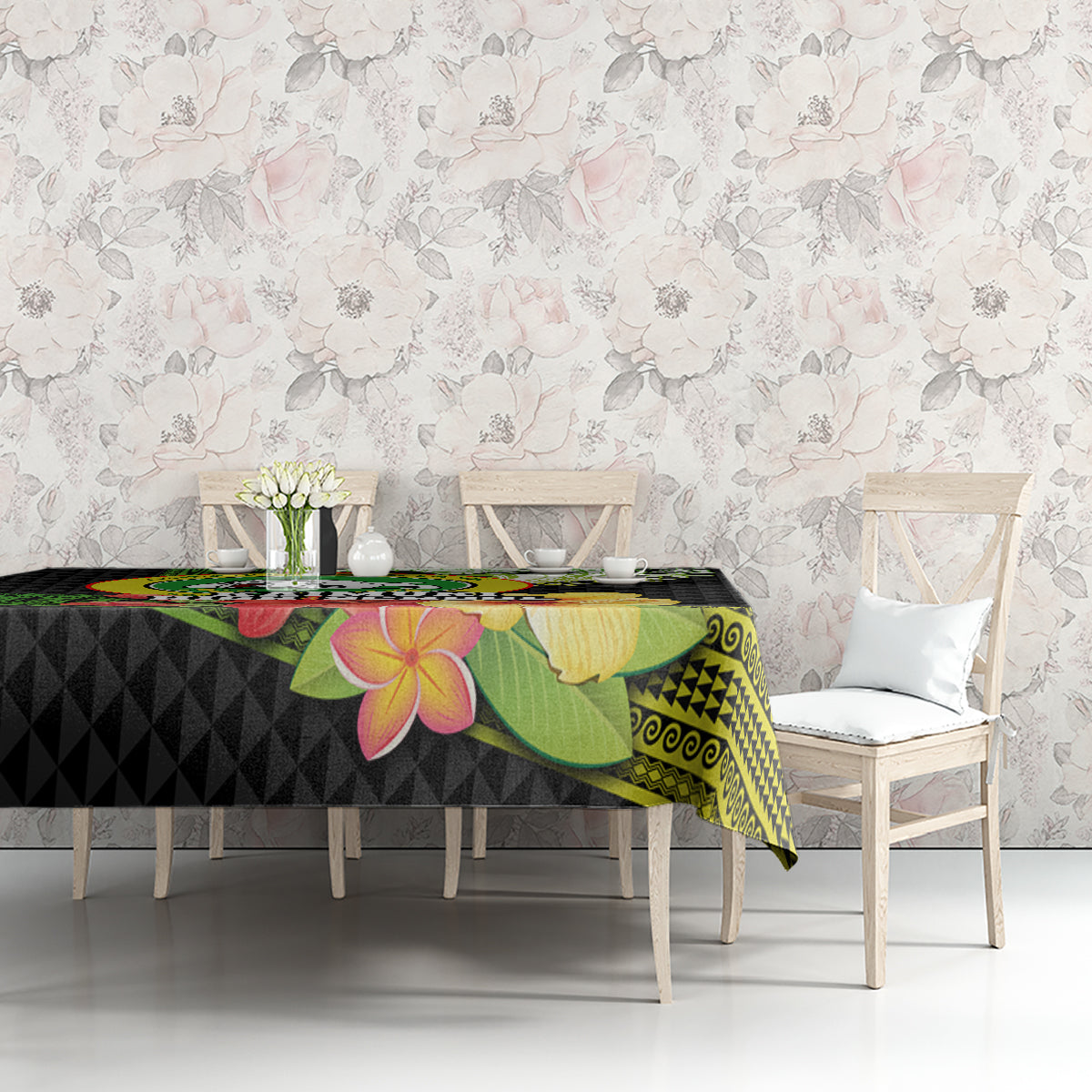 Hawaii Kaimuki High School Tablecloth Tribal Kakau Pattern Mix Hibiscus Flower LT03 - Polynesian Pride