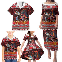 Hawaii KaUla Wena Volcano Turtle Family Matching Puletasi and Hawaiian Shirt Lava and Tropical Plants Tribal Pattern LT03 - Polynesian Pride
