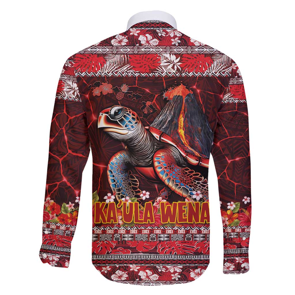 Hawaii KaUla Wena Volcano Turtle Family Matching Puletasi and Hawaiian Shirt Lava and Tropical Plants Tribal Pattern LT03 - Polynesian Pride