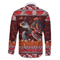 Hawaii KaUla Wena Volcano Turtle Family Matching Puletasi and Hawaiian Shirt Lava and Tropical Plants Tribal Pattern LT03 - Polynesian Pride