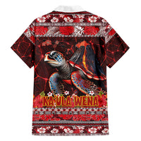 Hawaii KaʻUla Wena Volcano Turtle Hawaiian Shirt Lava and Tropical Plants Tribal Pattern