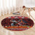 Hawaii KaʻUla Wena Volcano Turtle Round Carpet Lava and Tropical Plants Tribal Pattern