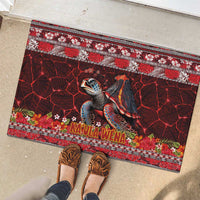 Hawaii KaʻUla Wena Volcano Turtle Rubber Doormat Lava and Tropical Plants Tribal Pattern