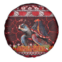 Hawaii KaʻUla Wena Volcano Turtle Spare Tire Cover Lava and Tropical Plants Tribal Pattern