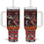 Hawaii KaʻUla Wena Volcano Turtle Tumbler With Handle Lava and Tropical Plants Tribal Pattern