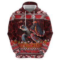 Hawaii KaʻUla Wena Volcano Turtle Zip Hoodie Lava and Tropical Plants Tribal Pattern