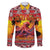 Hawaii KaʻUla Wena Octopus Family Matching Off The Shoulder Long Sleeve Dress and Hawaiian Shirt Oceanic Red with Corals and Tropical On Sunset Landscape