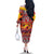 Hawaii KaʻUla Wena Octopus Family Matching Off The Shoulder Long Sleeve Dress and Hawaiian Shirt Oceanic Red with Corals and Tropical On Sunset Landscape