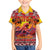 Hawaii KaʻUla Wena Octopus Family Matching Off The Shoulder Long Sleeve Dress and Hawaiian Shirt Oceanic Red with Corals and Tropical On Sunset Landscape