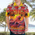 Hawaii KaʻUla Wena Octopus Hawaiian Shirt Oceanic Red with Corals and Tropical On Sunset Landscape