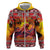 Hawaii KaʻUla Wena Octopus Hoodie Oceanic Red with Corals and Tropical On Sunset Landscape