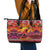 Hawaii KaʻUla Wena Octopus Leather Tote Bag Oceanic Red with Corals and Tropical On Sunset Landscape