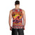 Hawaii KaʻUla Wena Octopus Men Tank Top Oceanic Red with Corals and Tropical On Sunset Landscape