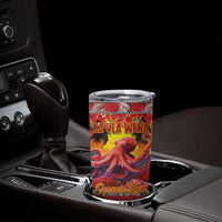 Hawaii KaʻUla Wena Octopus Tumbler Cup Oceanic Red with Corals and Tropical On Sunset Landscape
