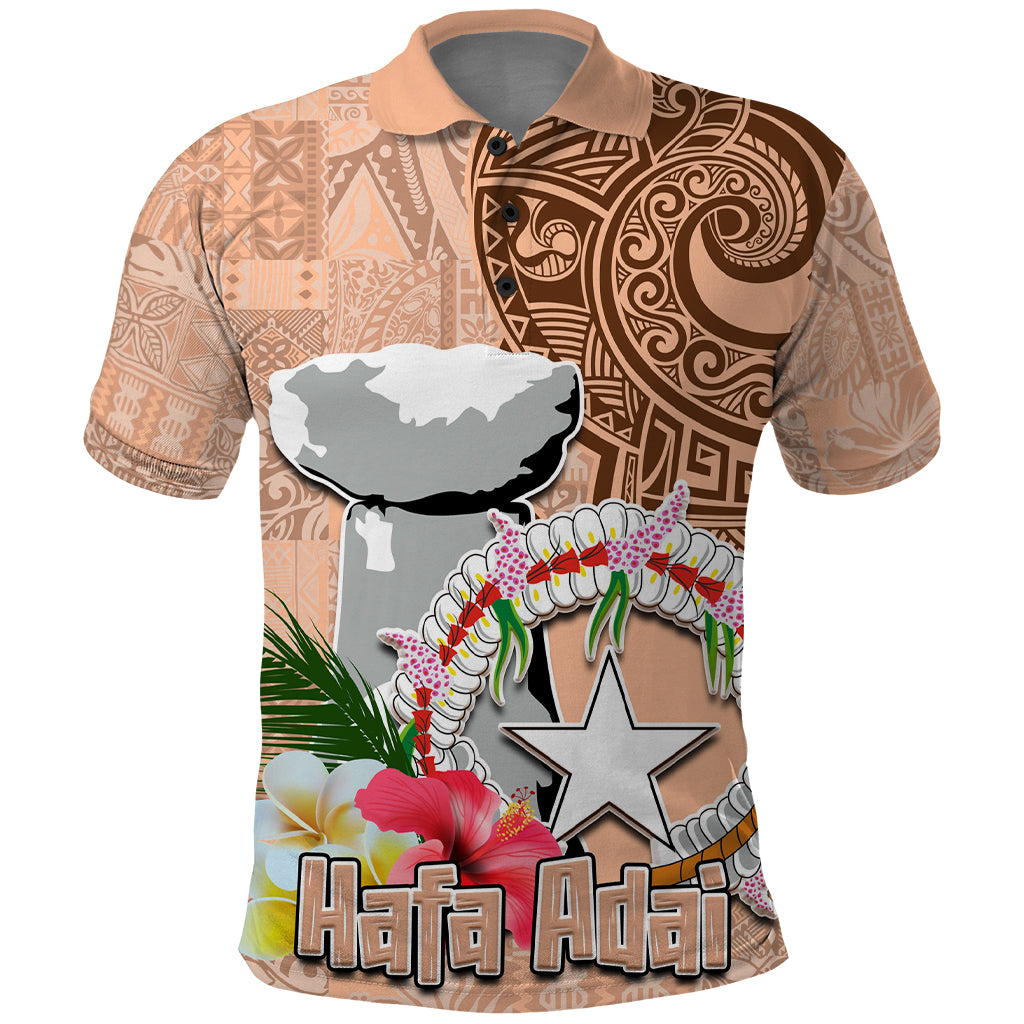 Northern Mariana Islands Hafa Adai Latte Stone Polo Shirt Peach Fuzz Color LT03 Peach Fuzz Color - Polynesian Pride