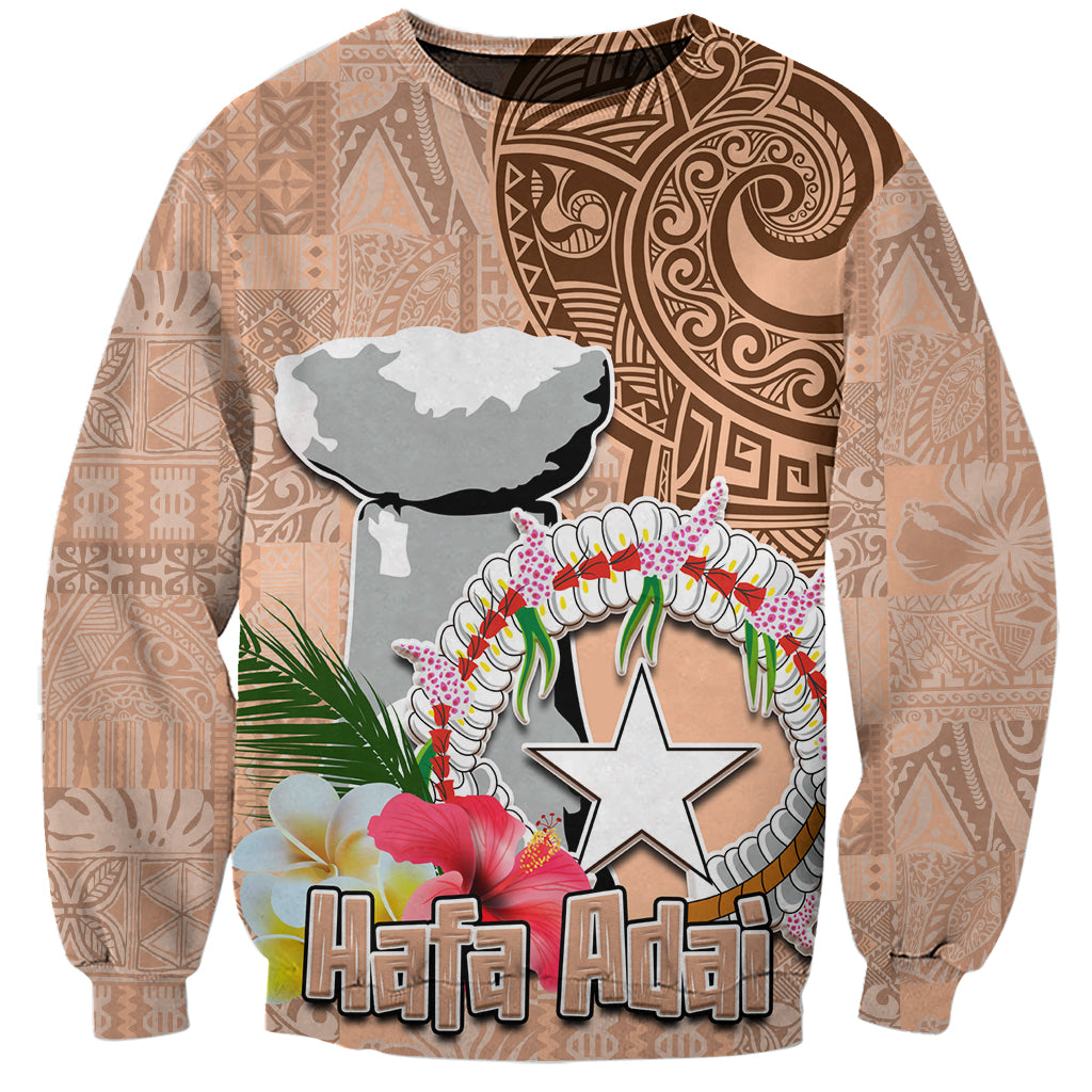 Northern Mariana Islands Hafa Adai Latte Stone Sweatshirt Peach Fuzz Color LT03 Unisex Peach Fuzz Color - Polynesian Pride
