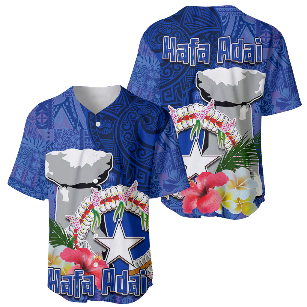 Northern Mariana Islands Hafa Adai Latte Stone Baseball Jersey Blue Color LT03 - Polynesian Pride