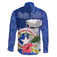 Northern Mariana Islands Hafa Adai Latte Stone Family Matching Short Sleeve Bodycon Dress and Hawaiian Shirt Blue Color LT03 - Polynesian Pride