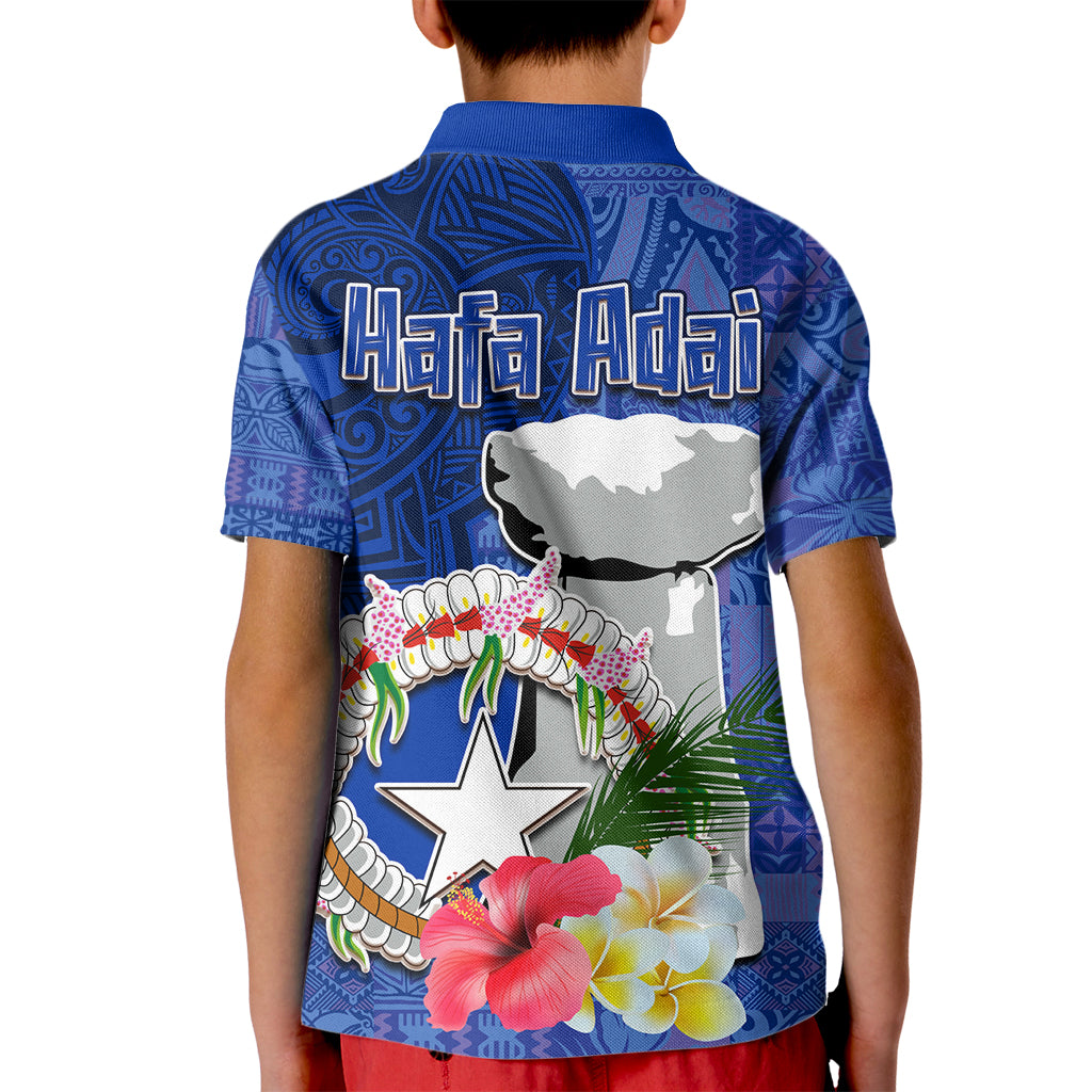 Northern Mariana Islands Hafa Adai Latte Stone Kid Polo Shirt Blue Color LT03 - Polynesian Pride