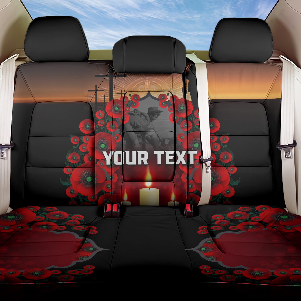 Custom New Zealand and Australia ANZAC Day Back Car Seat Cover Gallipoli and Canlelight Lest We Forget LT03