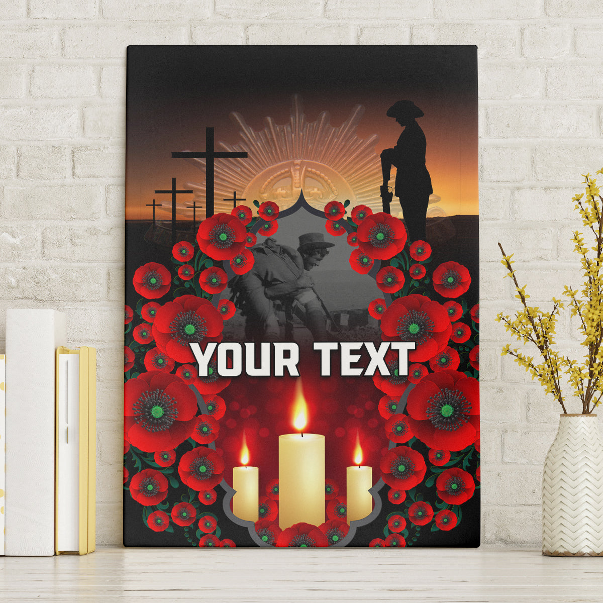 Custom New Zealand and Australia ANZAC Day Canvas Wall Art Gallipoli and Canlelight Lest We Forget LT03 Without Frame Black - Polynesian Pride