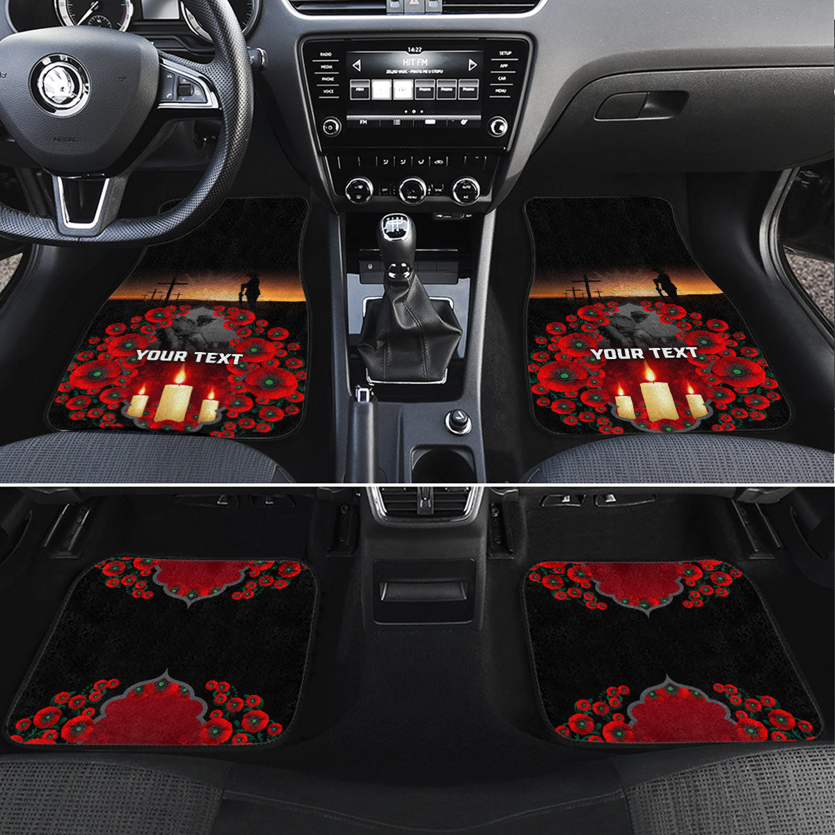 Custom New Zealand and Australia ANZAC Day Car Mats Gallipoli and Canlelight Lest We Forget LT03 Set 4pcs Black - Polynesian Pride