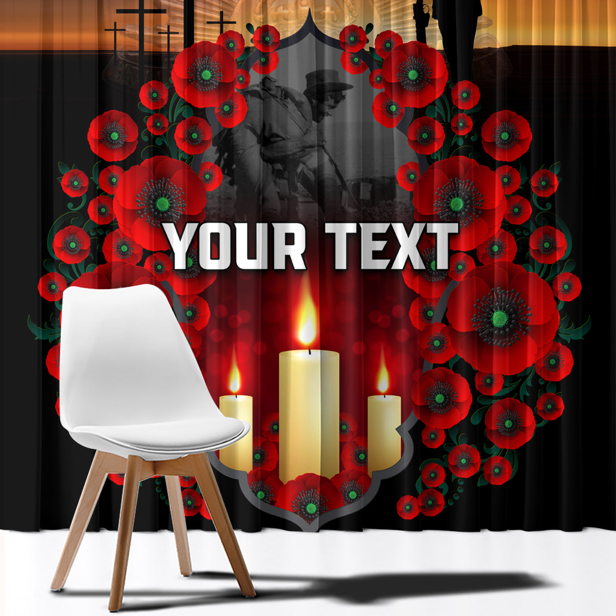 Custom New Zealand and Australia ANZAC Day Window Curtain Gallipoli and Canlelight Lest We Forget LT03 - Polynesian Pride