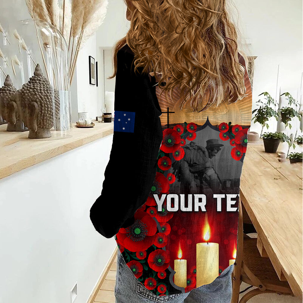 Custom New Zealand and Australia ANZAC Day Women Casual Shirt Gallipoli and Canlelight Lest We Forget LT03 - Polynesian Pride