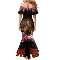 Papua New Guinea Bird-of-Paradise Family Matching Mermaid Dress and Hawaiian Shirt Hibiscus and Kundu Drum Tribal Pattern LT03 - Polynesian Pride