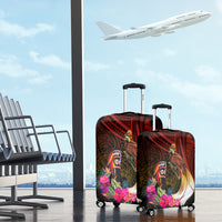 Papua New Guinea Bird-of-Paradise Luggage Cover Hibiscus and Kundu Drum Tribal Pattern