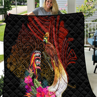 Papua New Guinea Bird-of-Paradise Quilt Hibiscus and Kundu Drum Tribal Pattern