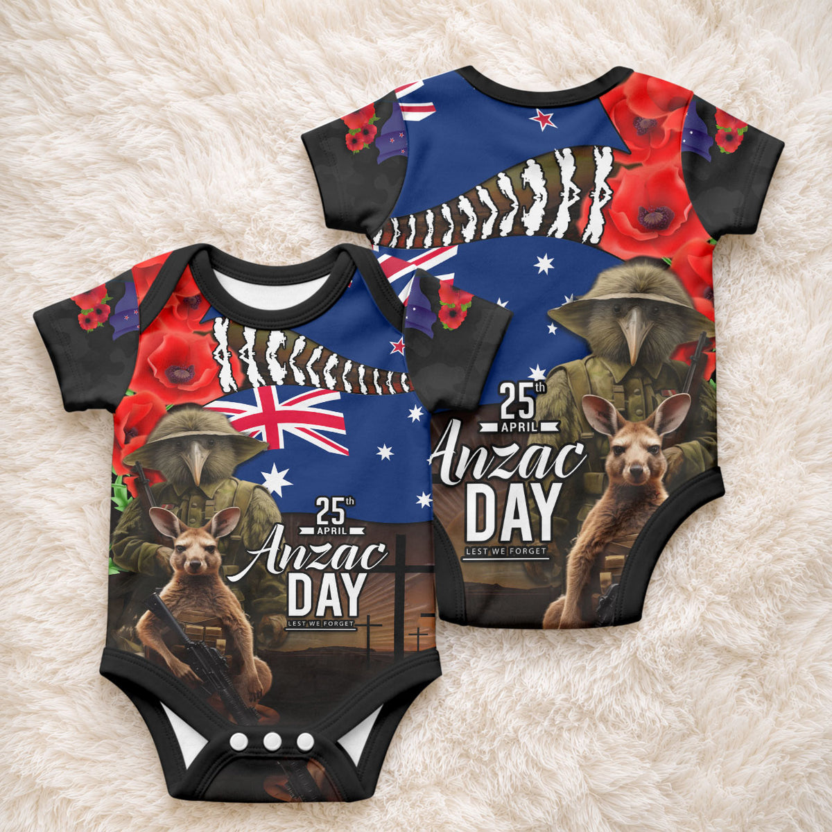 New Zealand and Australia ANZAC Day Baby Onesie