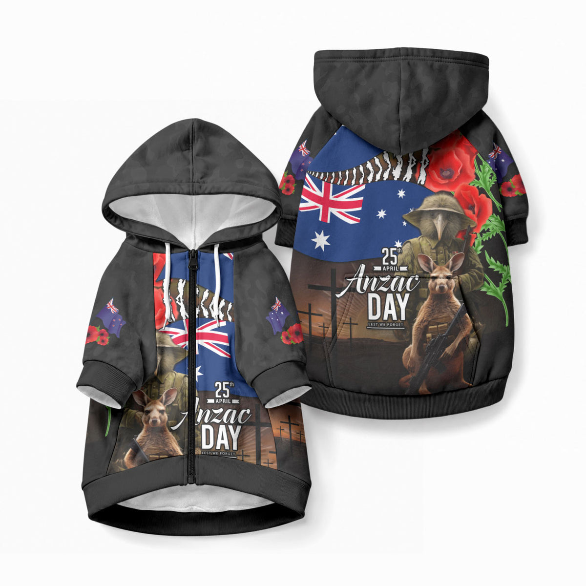 New Zealand and Australia ANZAC Day Pet Hoodie