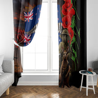 New Zealand and Australia ANZAC Day Window Curtain National Flag mix Kiwi Bird and Kangaroo Soldier Style