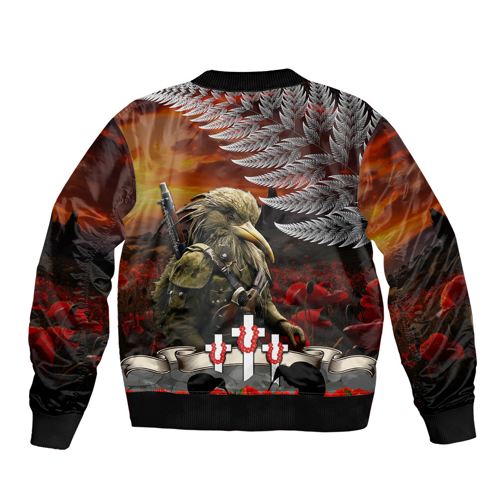 New Zealand ANZAC Day Bomber Jacket The Ode of Remembrance and Silver Fern LT03 - Polynesian Pride
