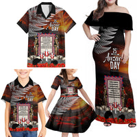 New Zealand ANZAC Day Family Matching Off Shoulder Maxi Dress and Hawaiian Shirt The Ode of Remembrance and Silver Fern LT03 - Polynesian Pride