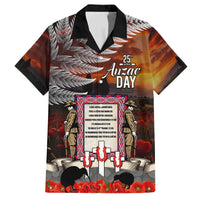 New Zealand ANZAC Day Family Matching Puletasi and Hawaiian Shirt The Ode of Remembrance and Silver Fern LT03 Dad's Shirt - Short Sleeve Black - Polynesian Pride