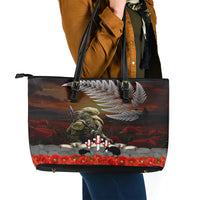 New Zealand ANZAC Day Leather Tote Bag The Ode of Remembrance and Silver Fern